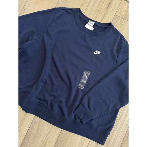 Nike Sportswear Club Fleece Crew Womens Pullover Blue Navy Sweater 3XL DV5087 - Picture 3 of 3